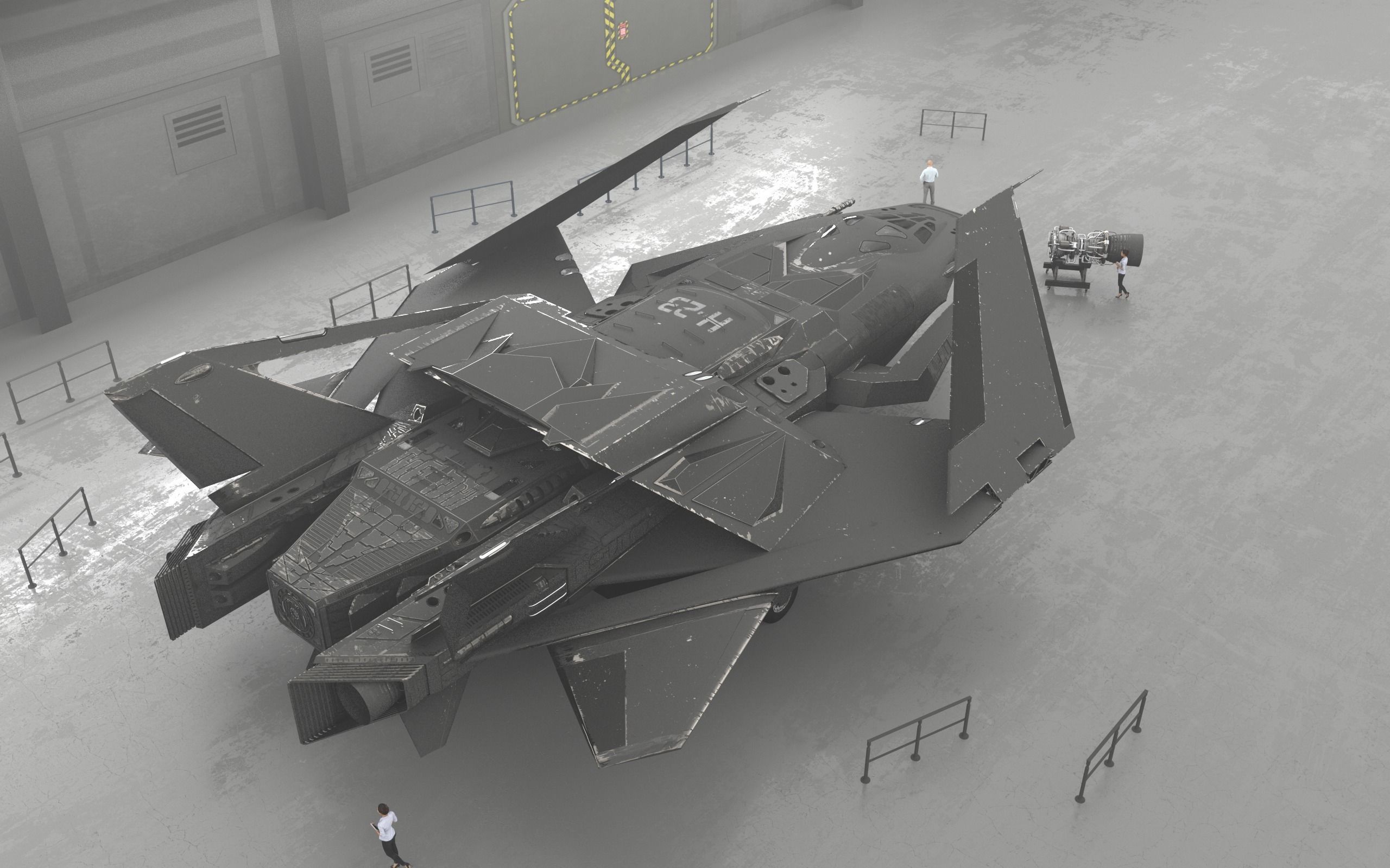 Spaceship - Original Design Low-poly 3D model_7