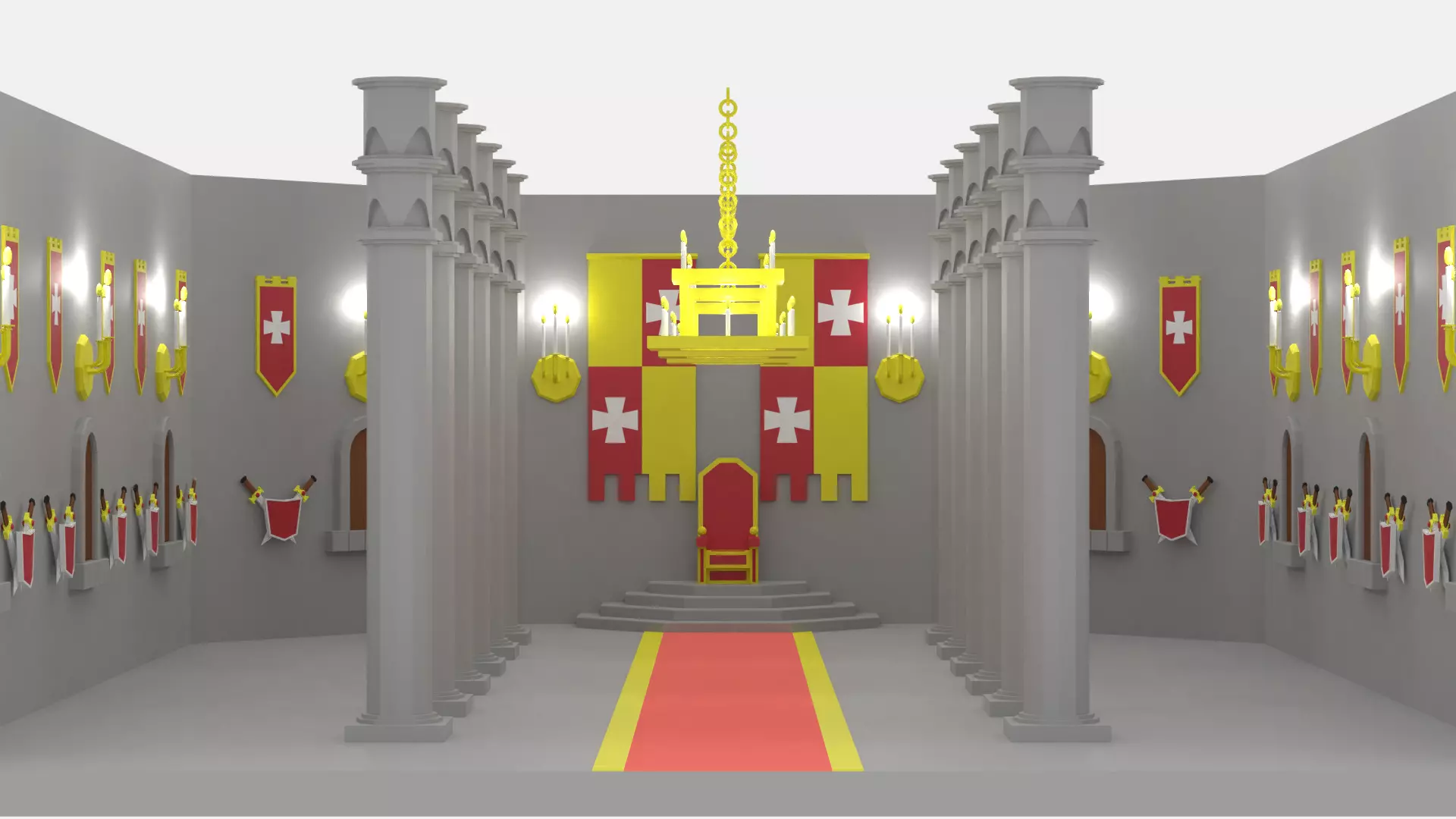 Cartoon Castle Throne Room Low-poly 3D model