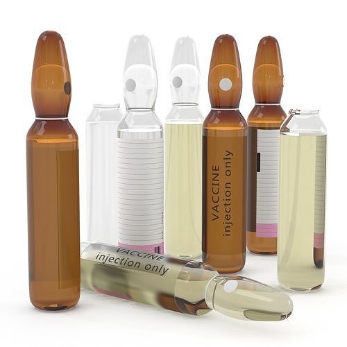 Ampule syringes and bottles with labels Low-poly 3D model