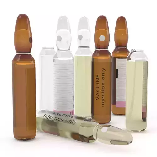 Ampule syringes and bottles with labels Low-poly 3D model
