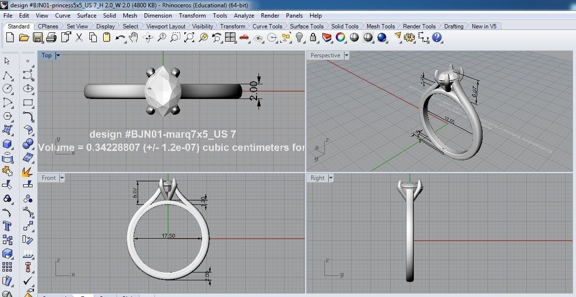 Ring Solitare shape 3D print model_7