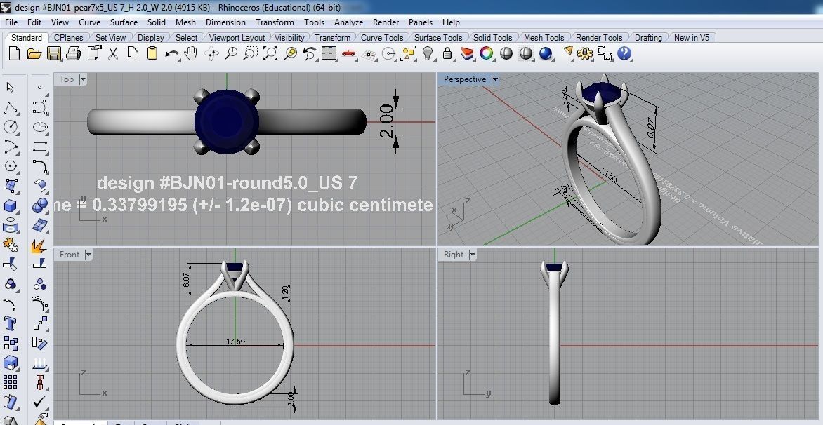 Ring Solitare shape 3D print model_10