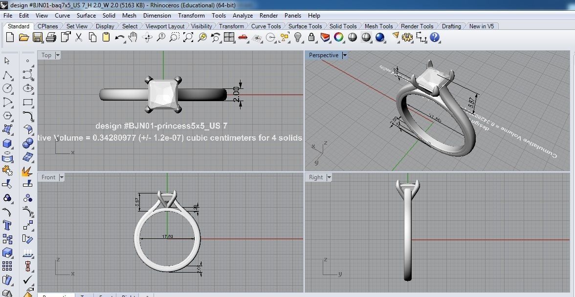 Ring Solitare shape 3D print model_6