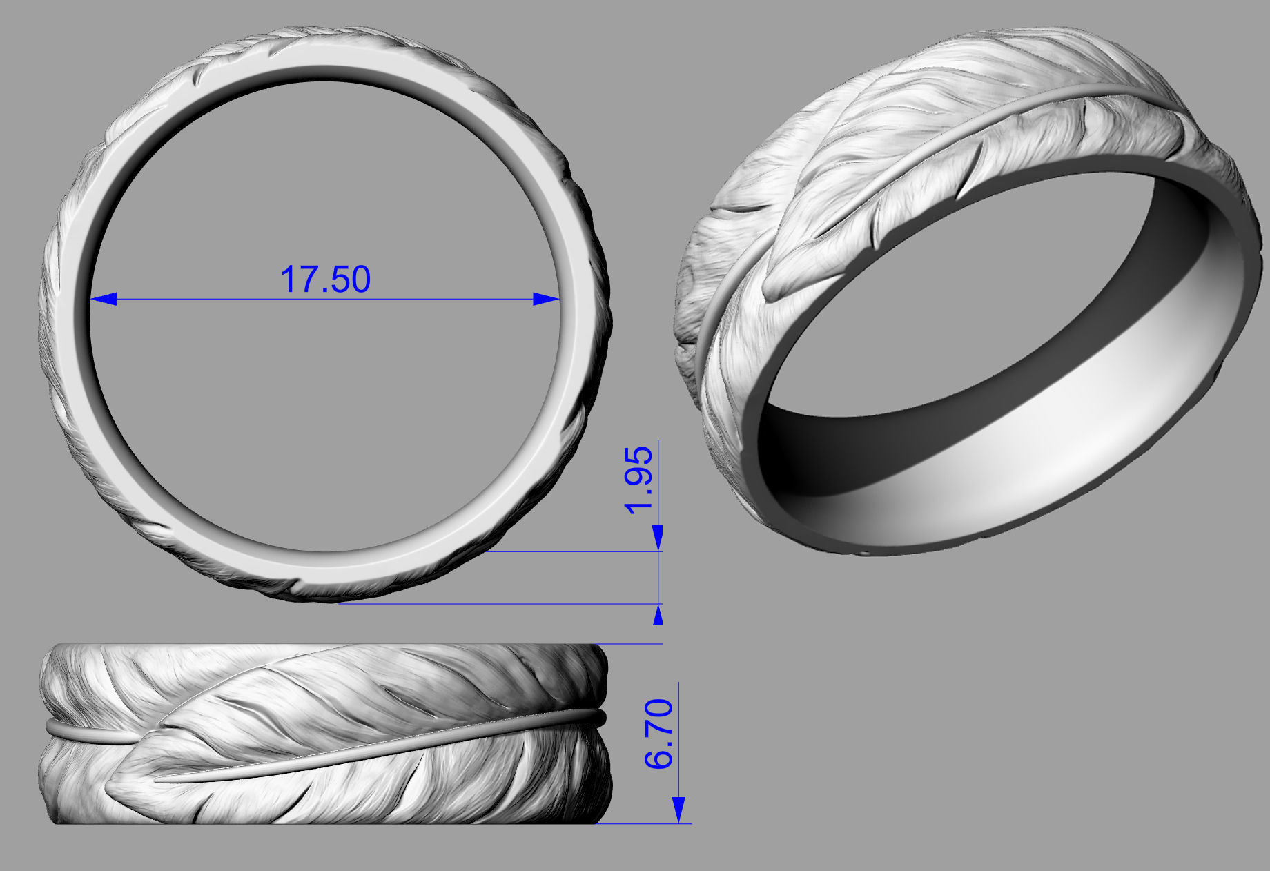 Ring Feathers 3D print model_9