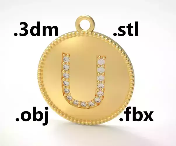 Model 185 Alphabets Necklace  The Letter U Necklace Camber 3D print model