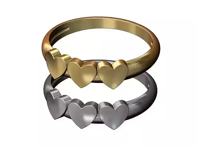 Dome 3 hearts ring 