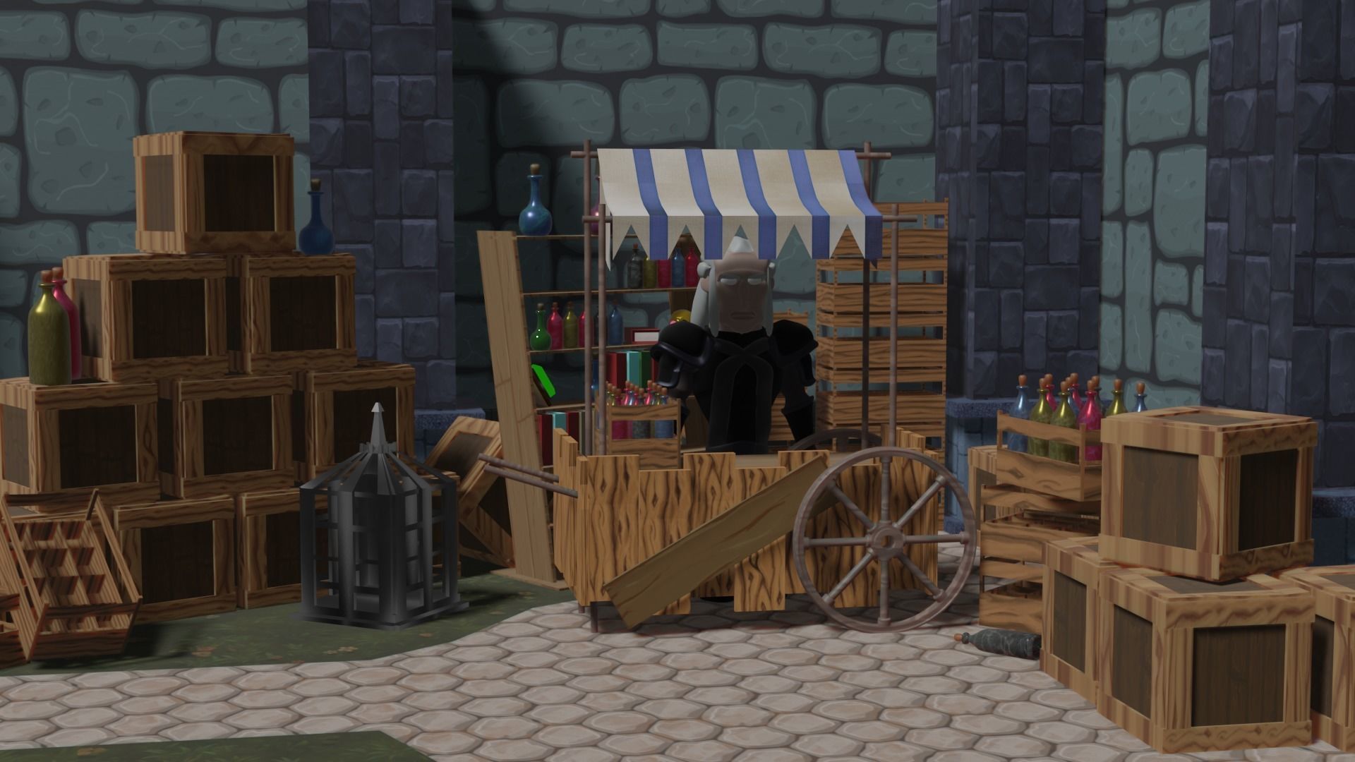 Medieval Stand Market  3D model_11