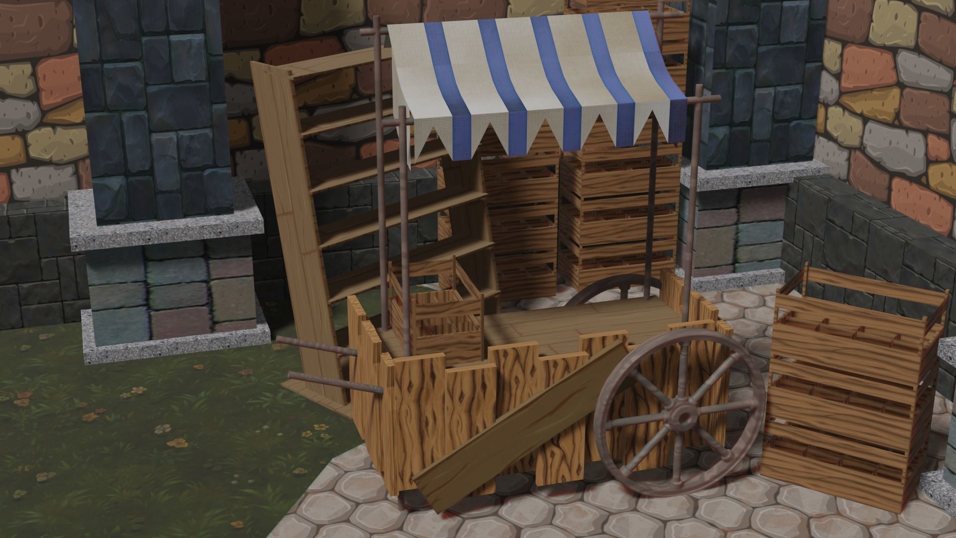 Medieval Stand Market  3D model_2