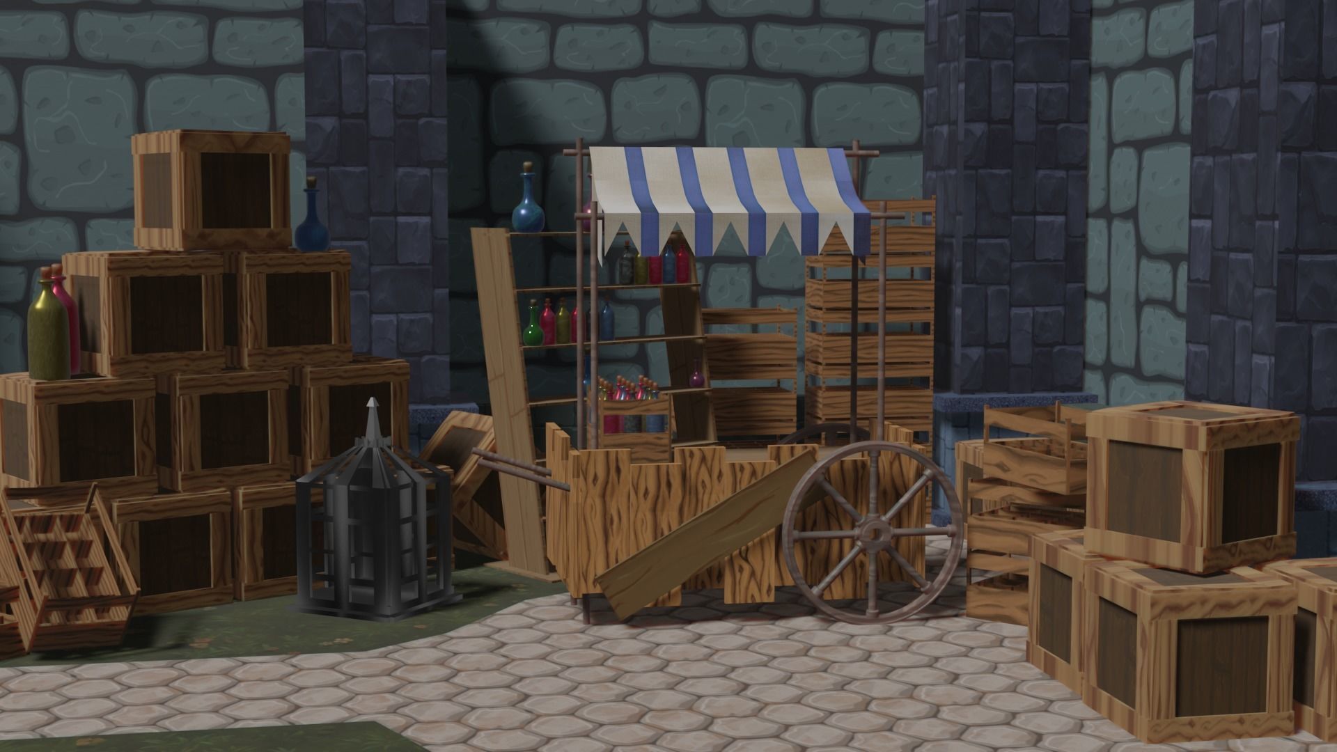 Medieval Stand Market  3D model_10