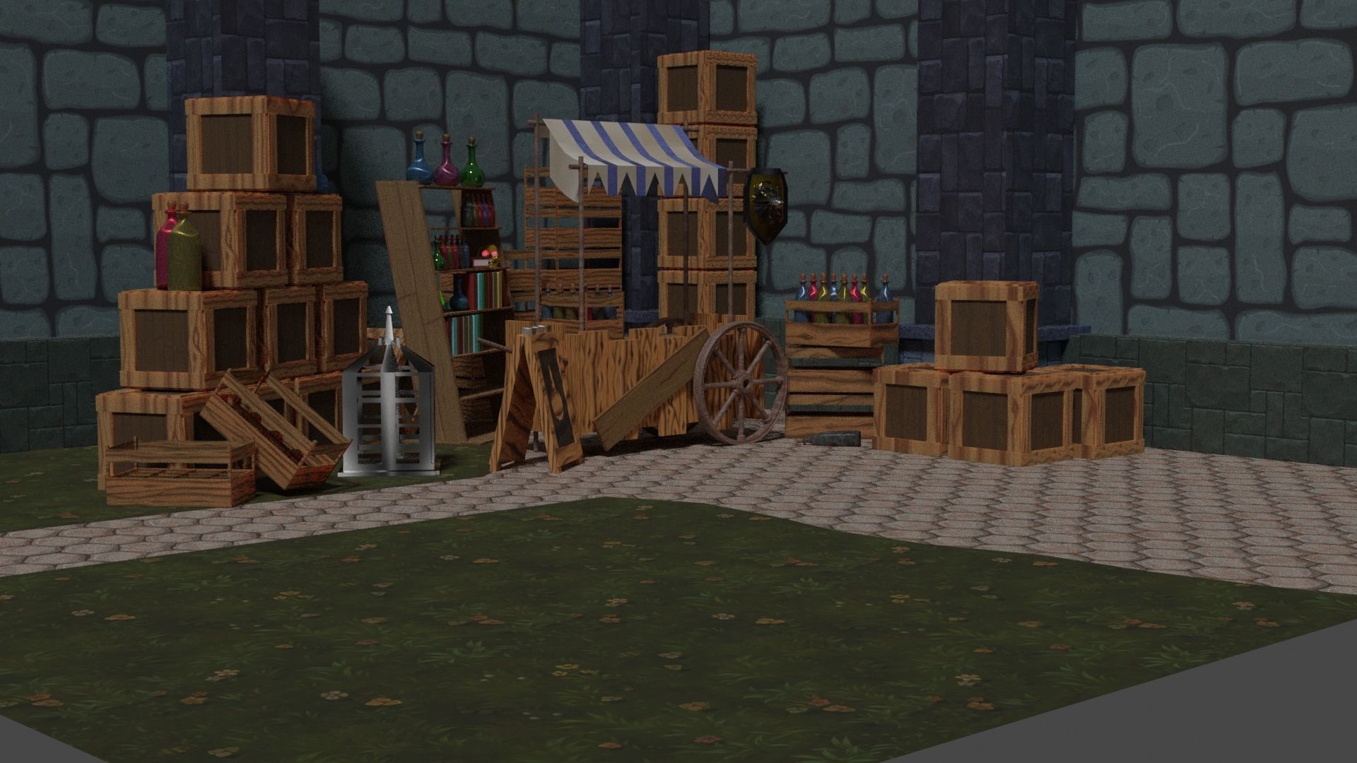 Medieval Stand Market  3D model_5