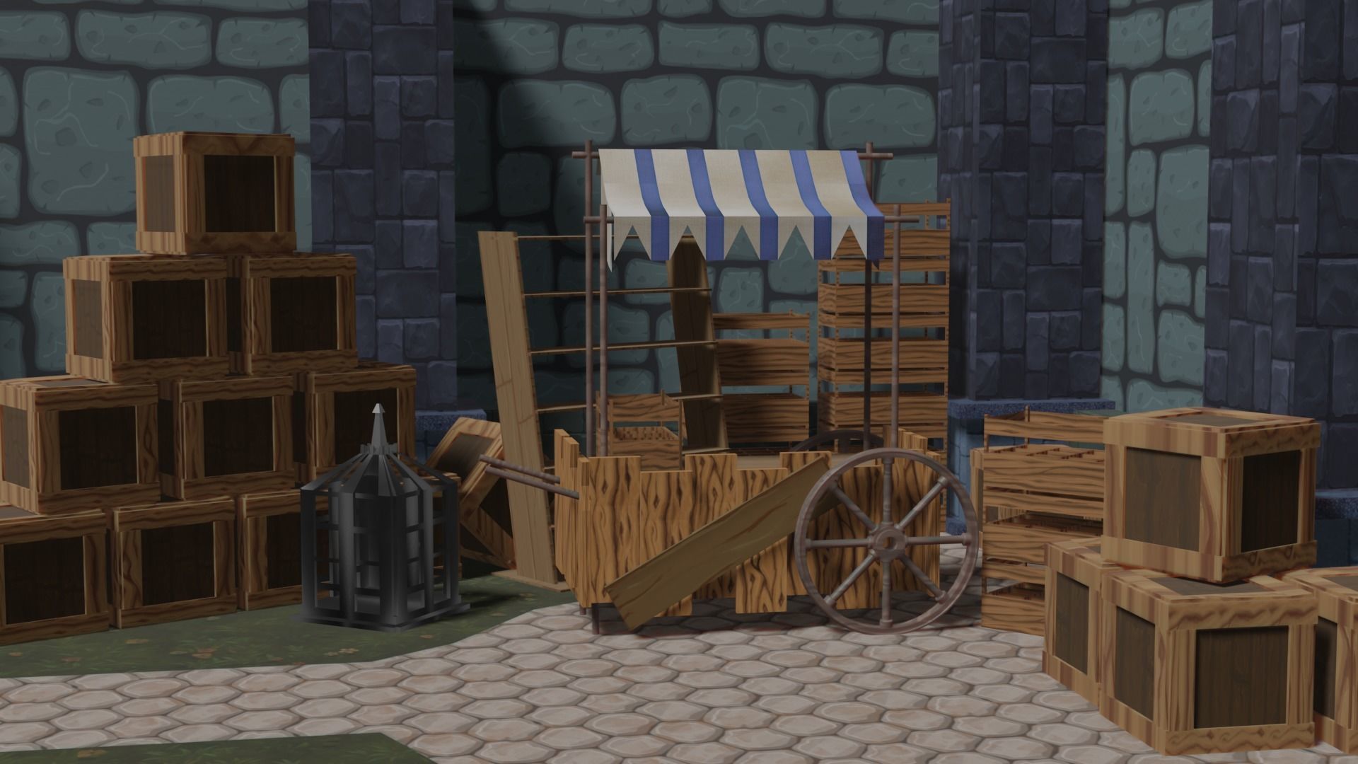 Medieval Stand Market  3D model_3