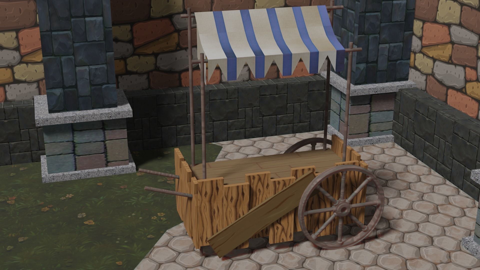 Medieval Stand Market  3D model_4