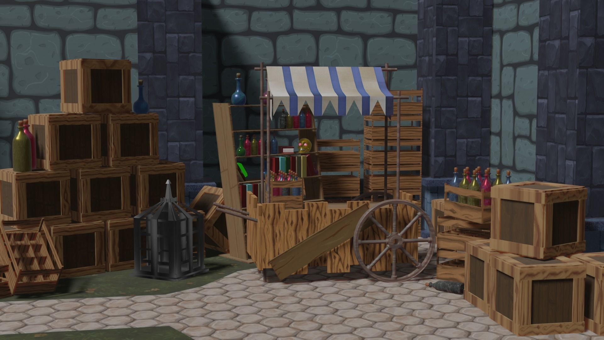 Medieval Stand Market  3D model_8
