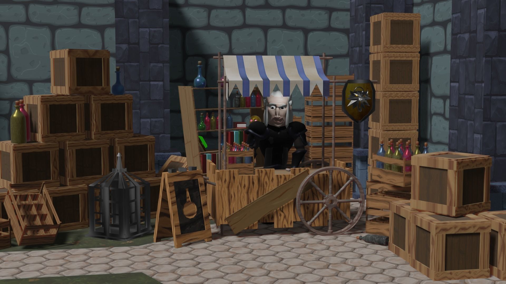 Medieval Stand Market  3D model_1