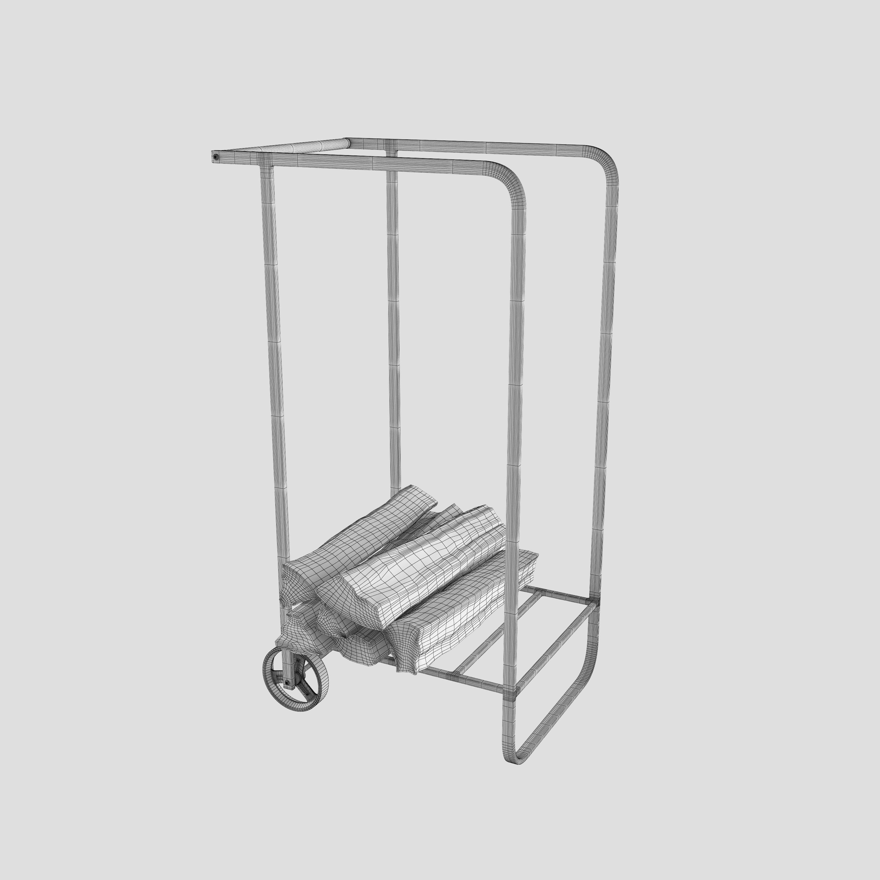 Firewood cart 3D model_8