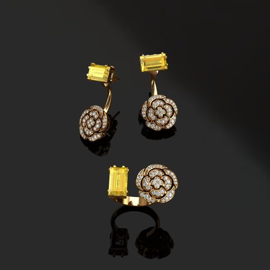 Ring and Earrings  3D print model_5