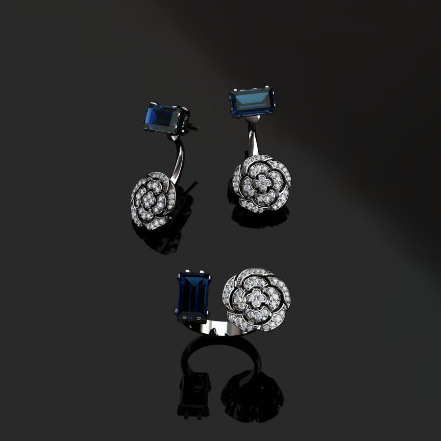 Ring and Earrings  3D print model_1