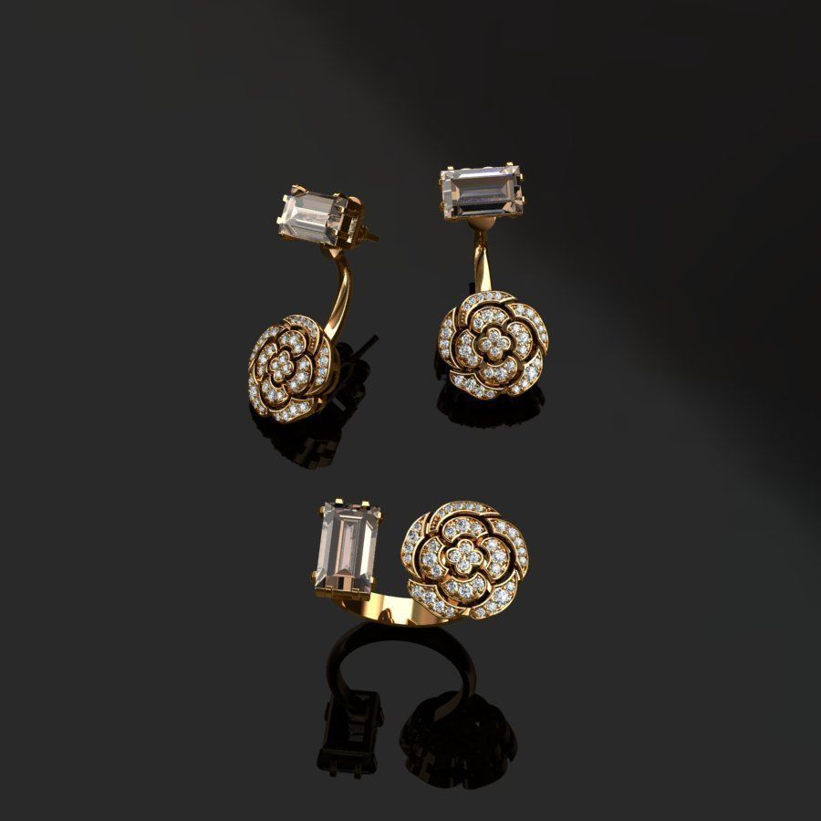 Ring and Earrings  3D print model_7