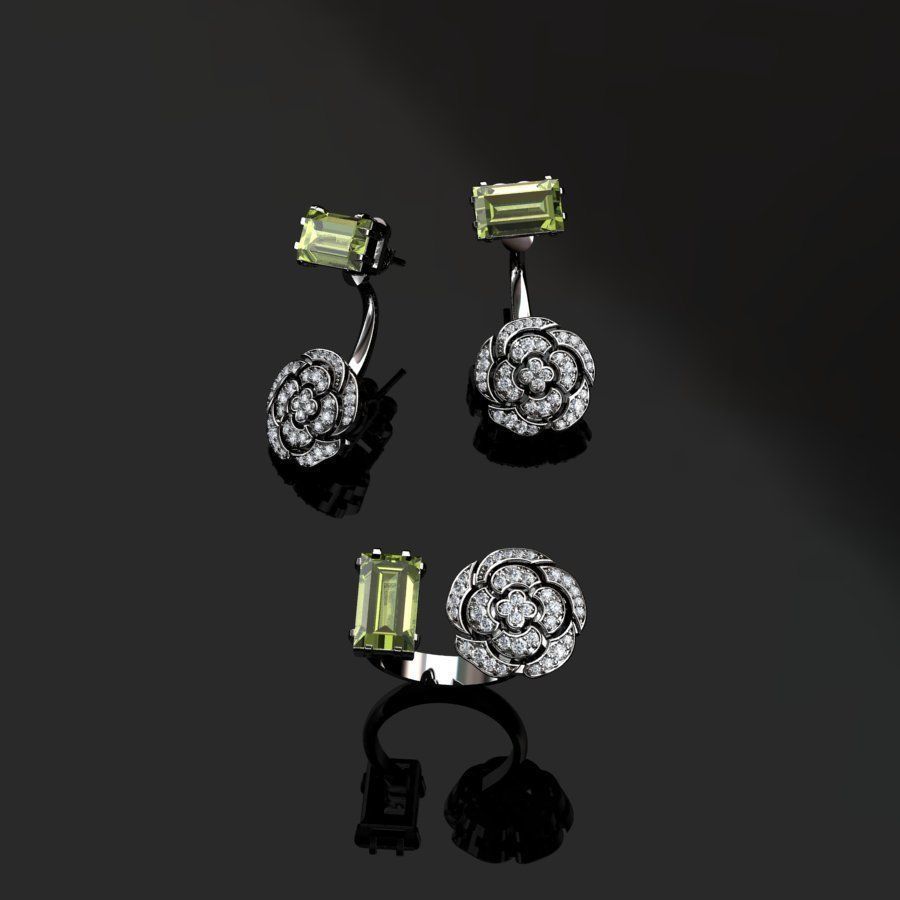 Ring and Earrings  3D print model_6