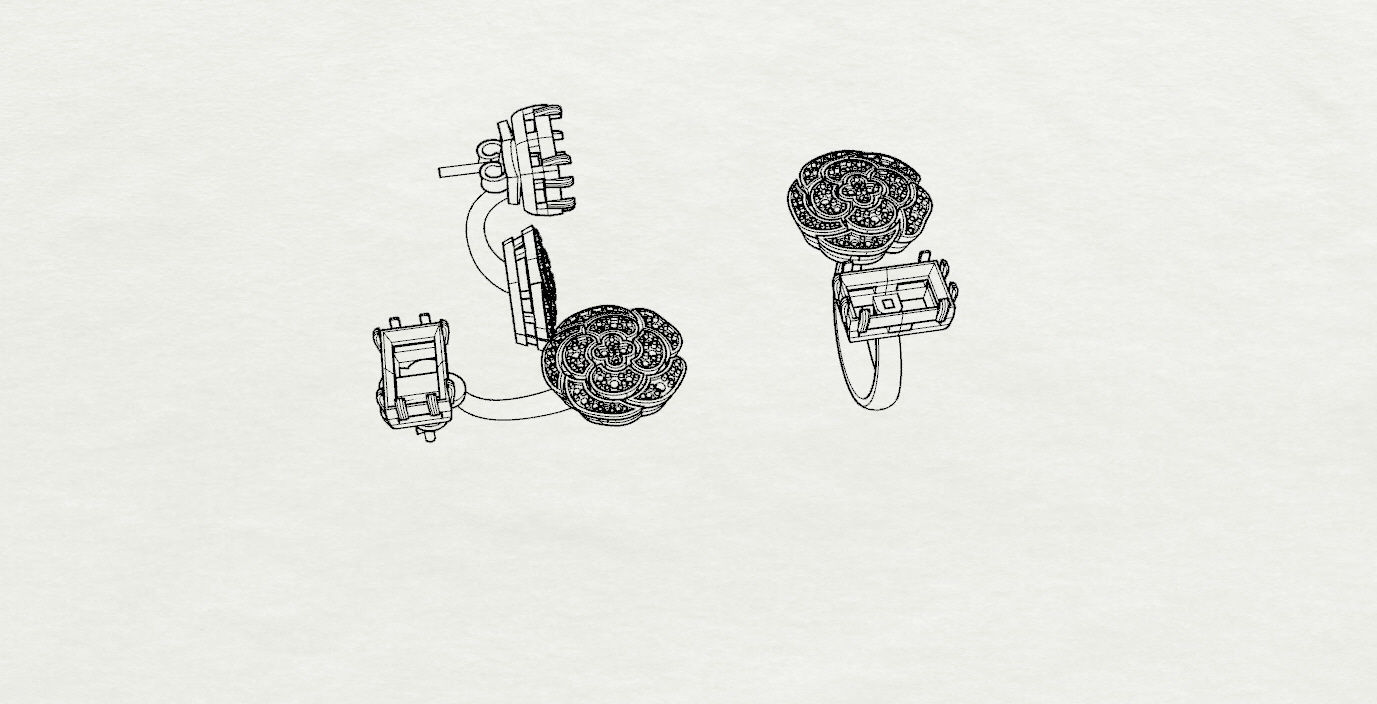 Ring and Earrings  3D print model_18