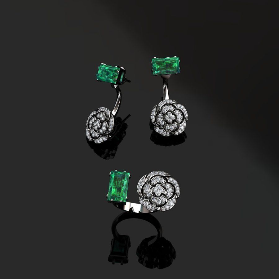 Ring and Earrings  3D print model_4