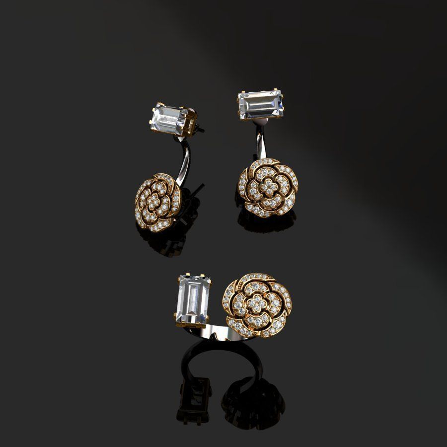 Ring and Earrings  3D print model_3