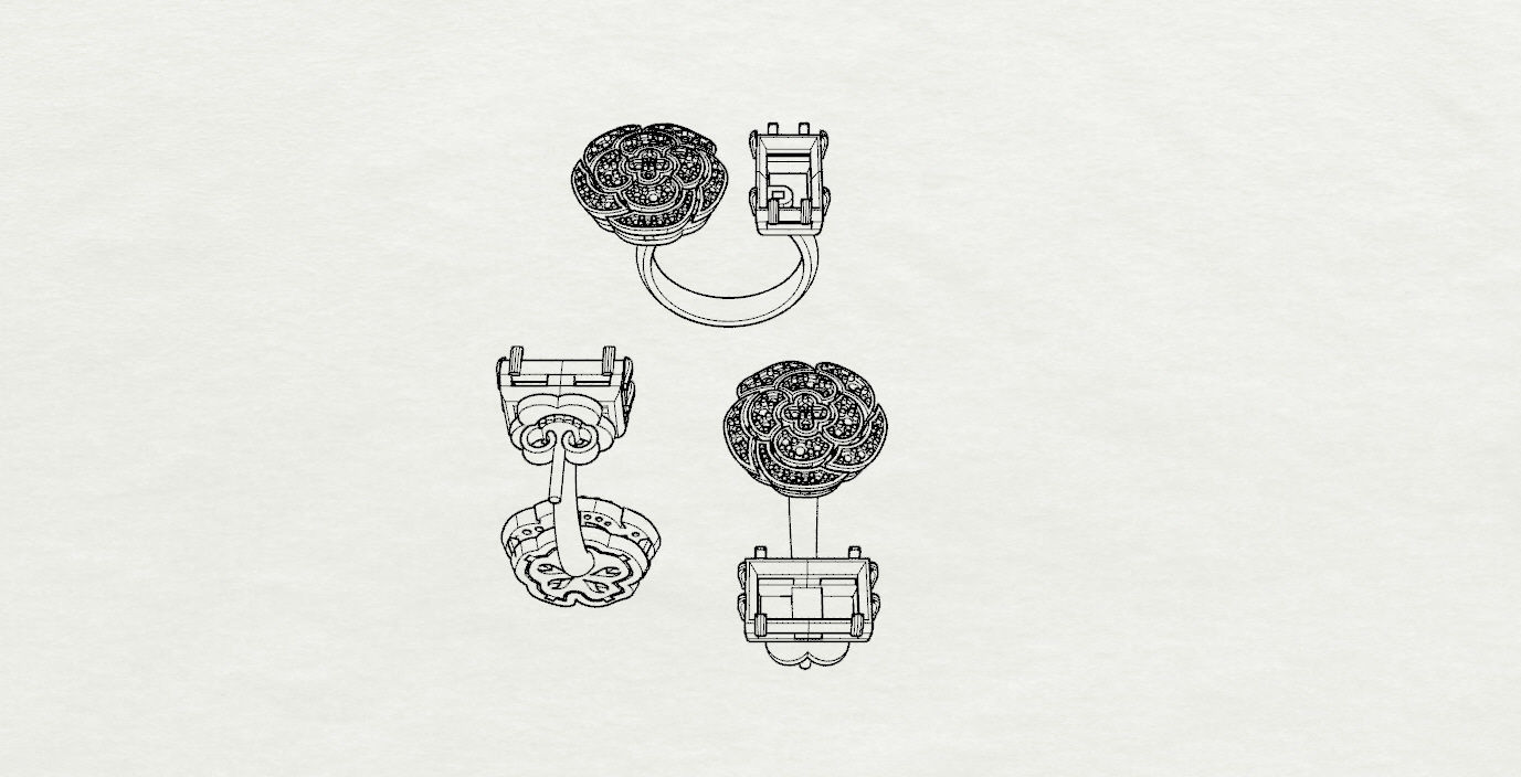 Ring and Earrings  3D print model_17