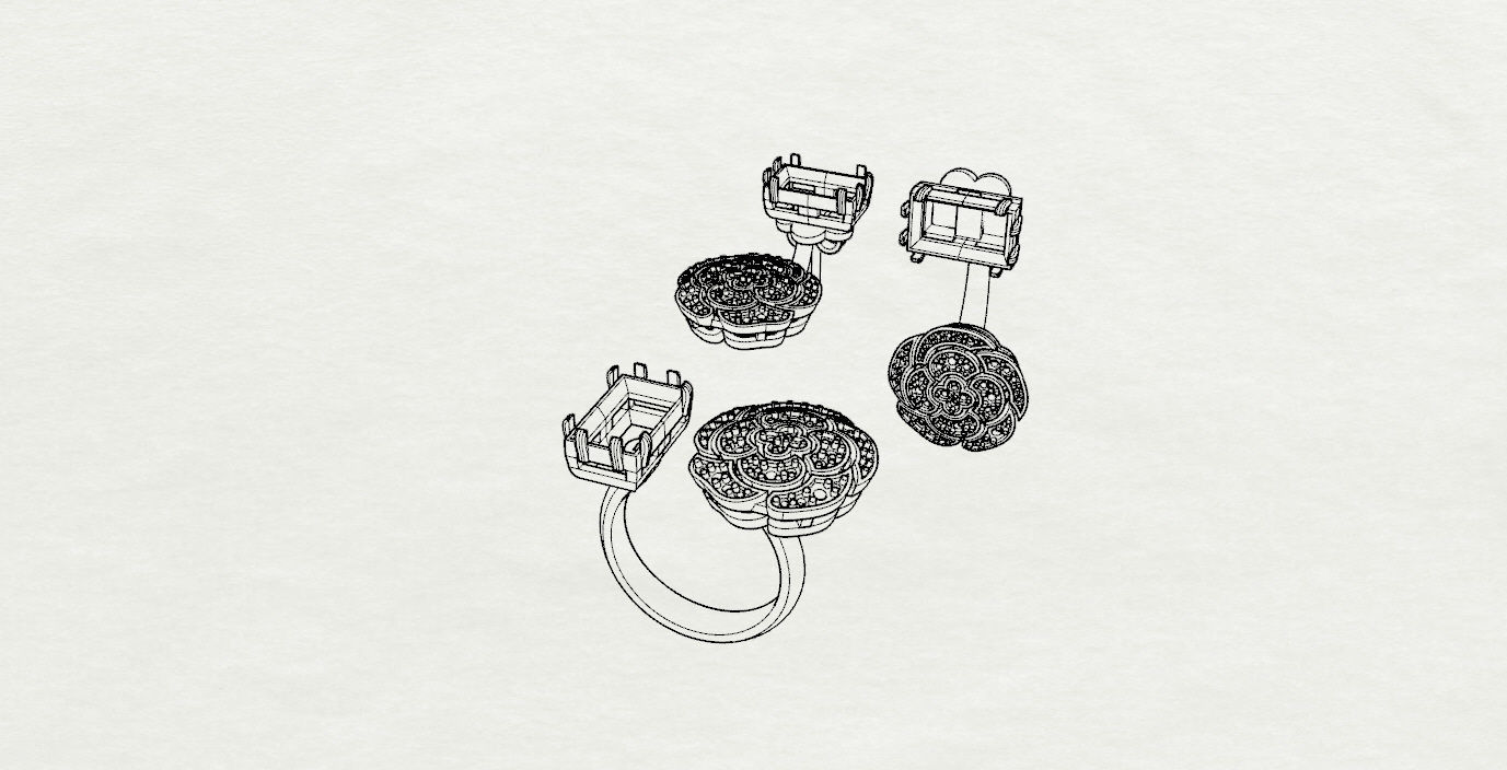 Ring and Earrings  3D print model_16