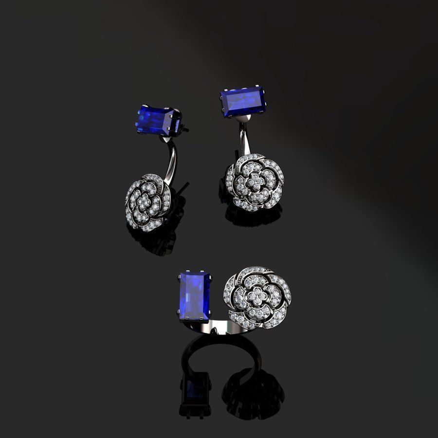 Ring and Earrings  3D print model_10