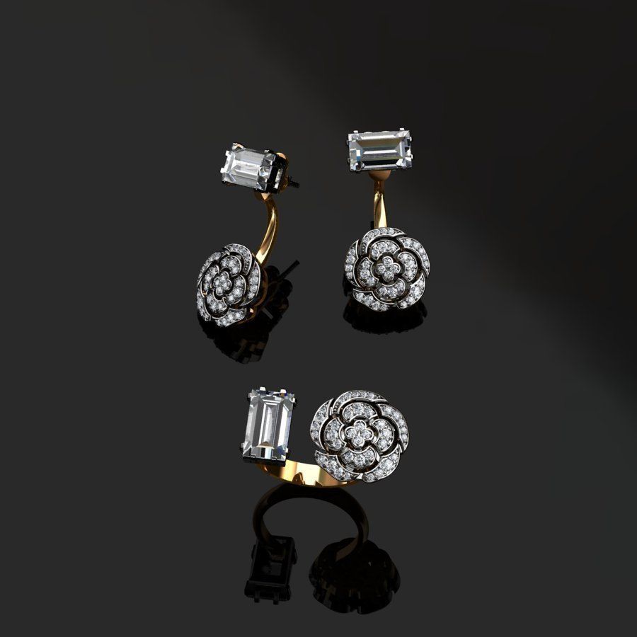 Ring and Earrings  3D print model_2