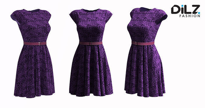 3D Cocktail dress Frock design lace frock design 3D model