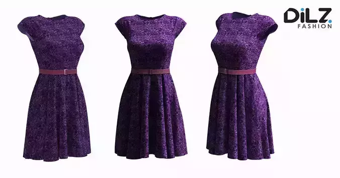 3D Cocktail dress Frock design lace frock design 3D model