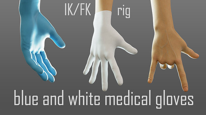 gloved medical hand Low-poly 3D model