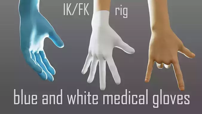 gloved medical hand Low-poly 3D model