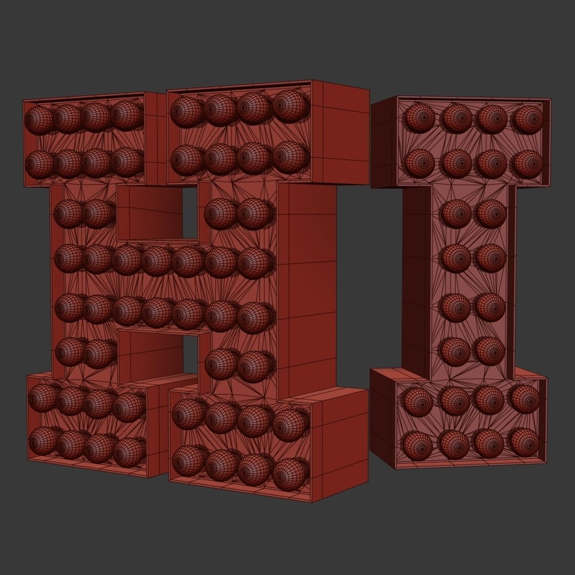 Letters with lights  3D model_3