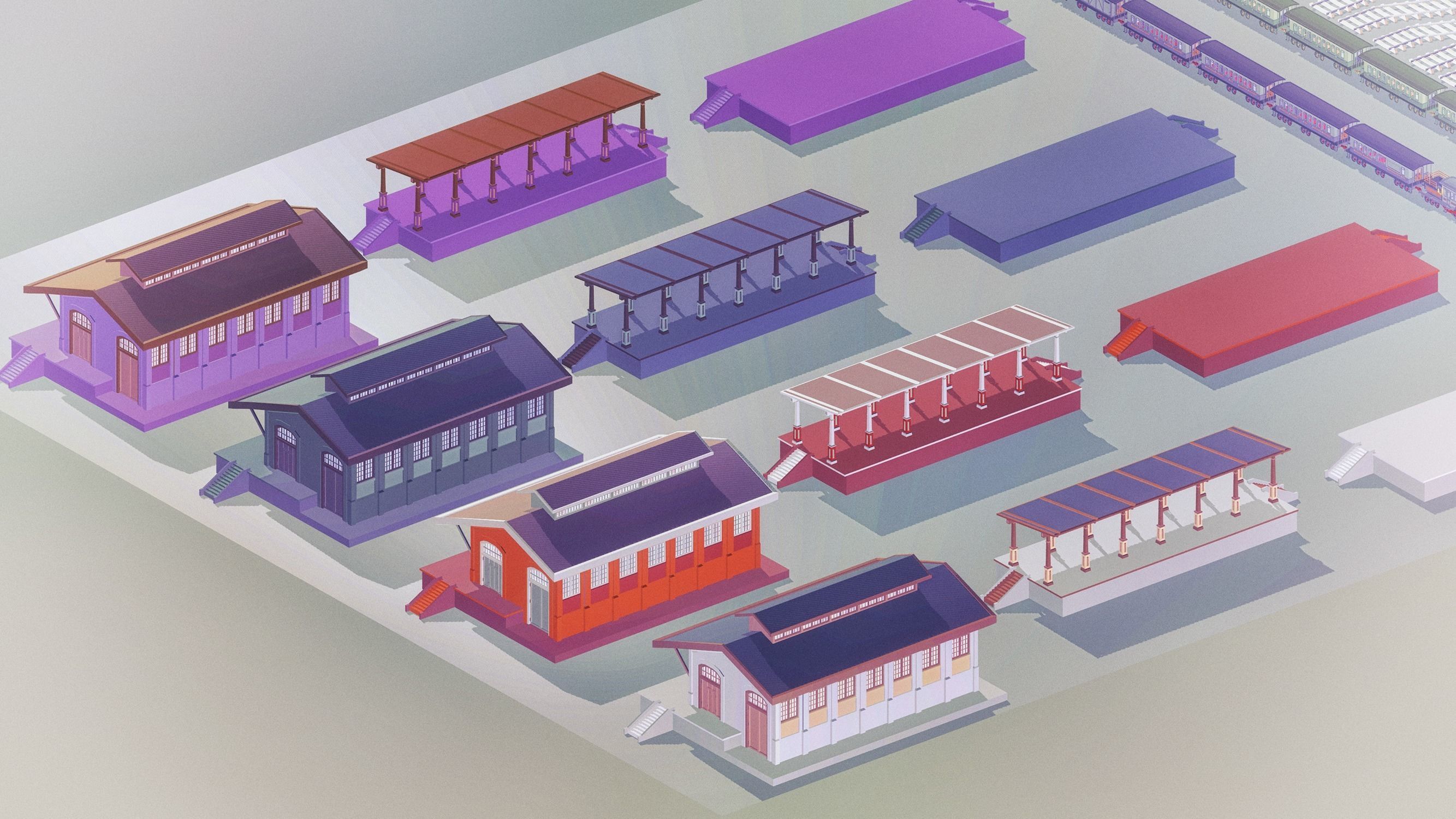 Steam Trains and Stations - Low Poly Low-poly 3D model_16