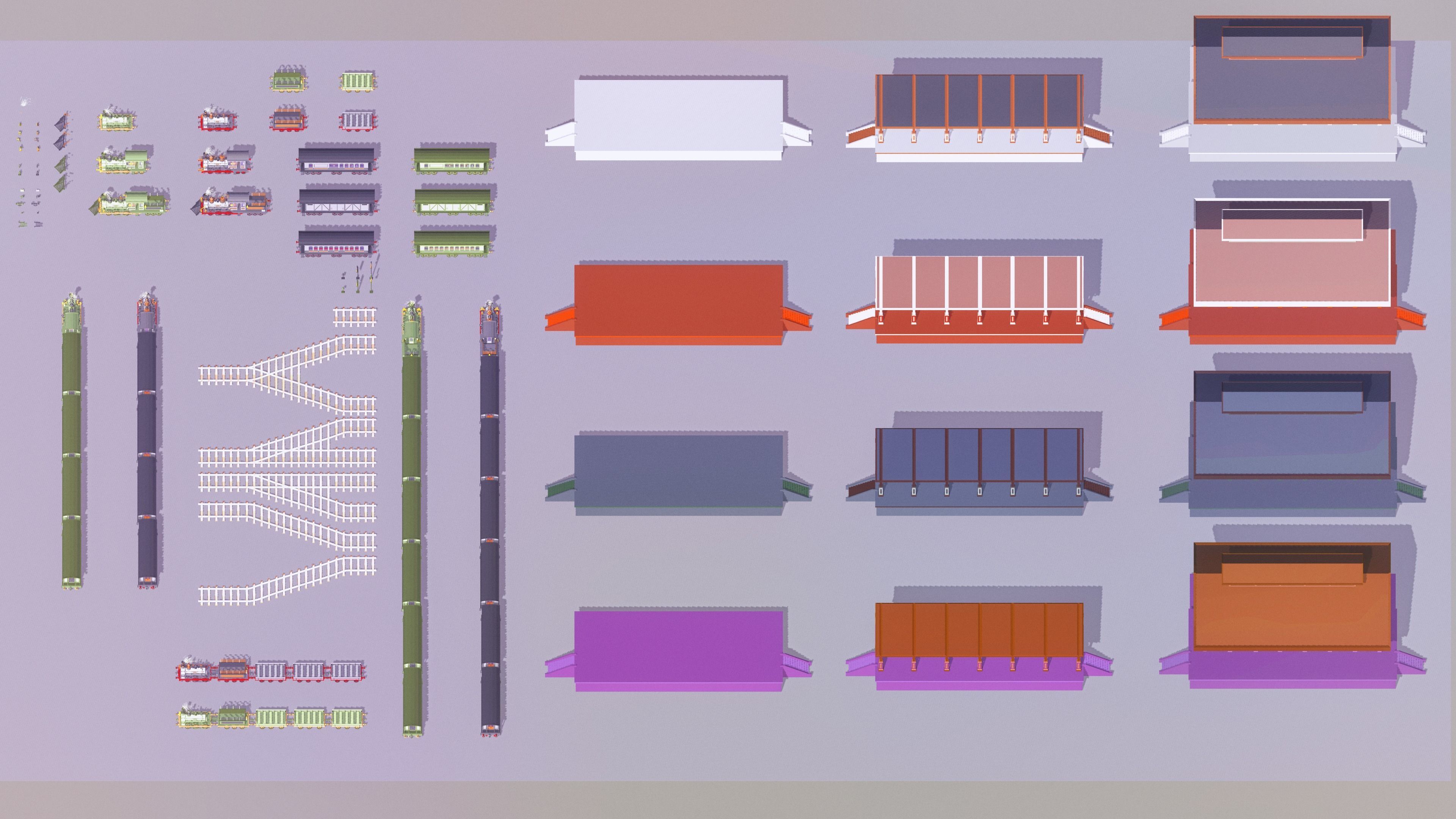 Steam Trains and Stations - Low Poly Low-poly 3D model_14