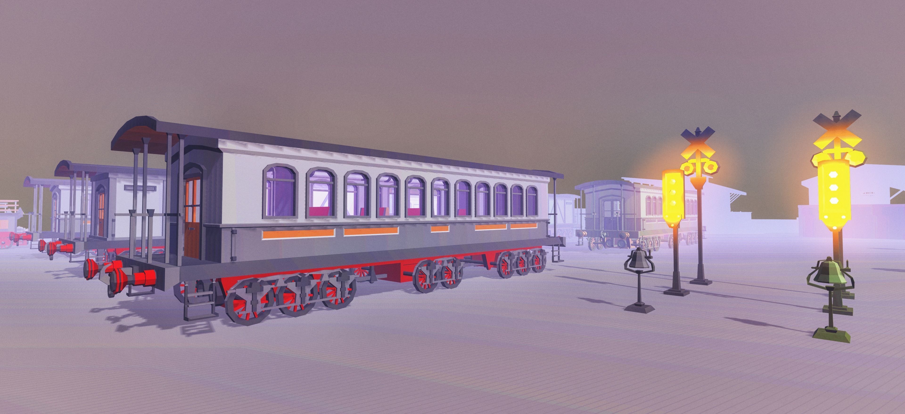 Steam Trains and Stations - Low Poly Low-poly 3D model_9