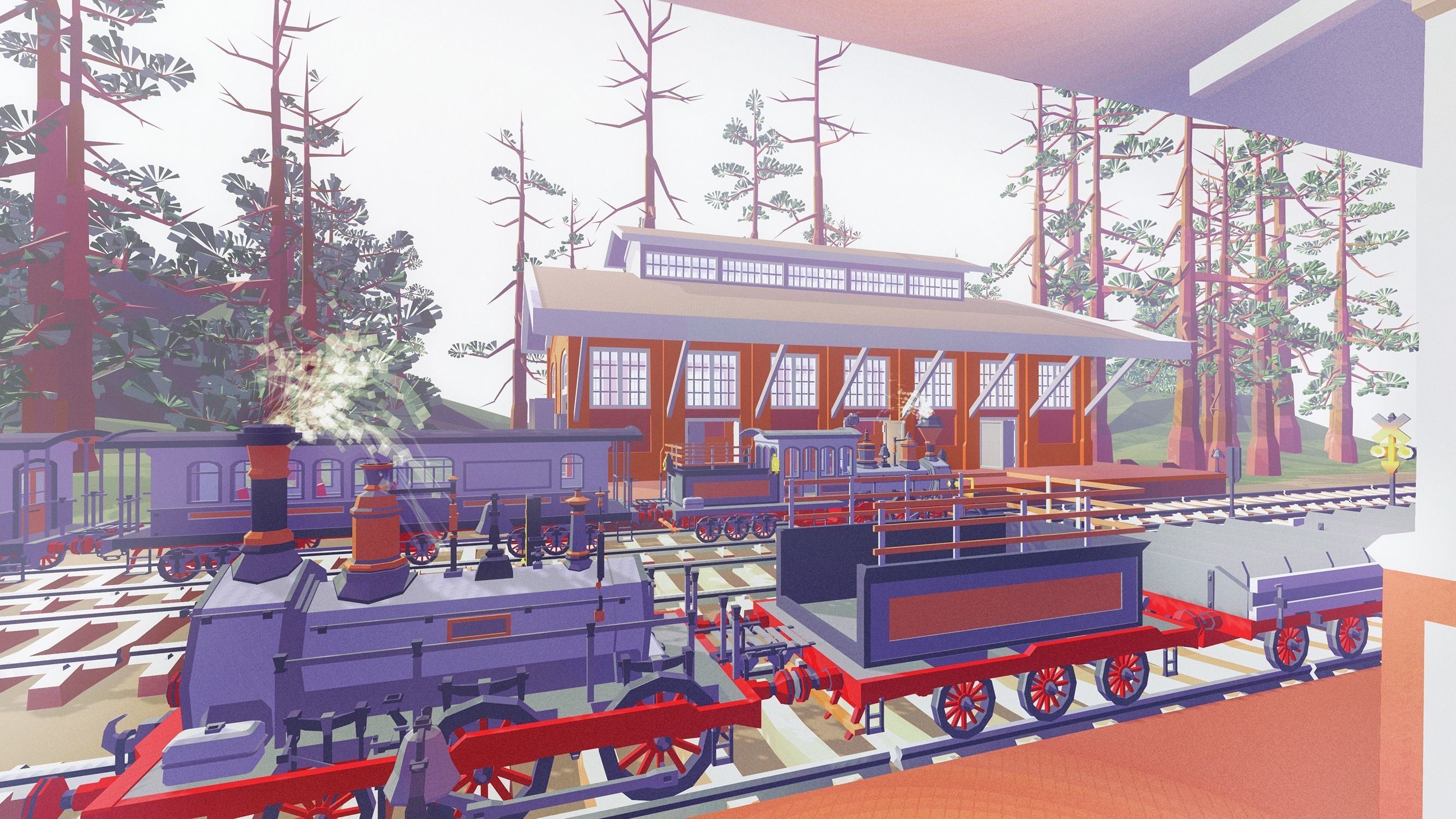 Steam Trains and Stations - Low Poly Low-poly 3D model_7