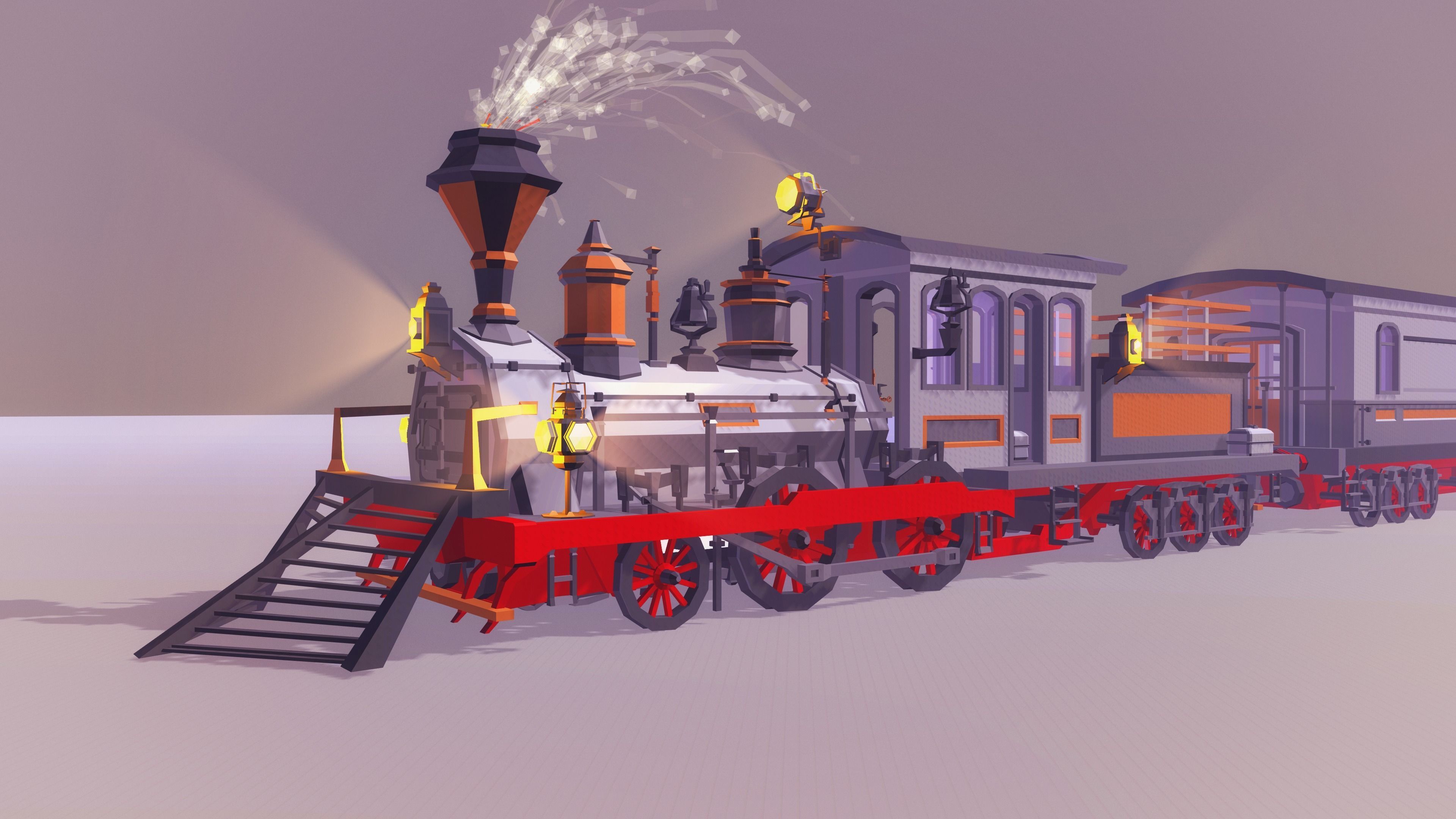 Steam Trains and Stations - Low Poly Low-poly 3D model_2