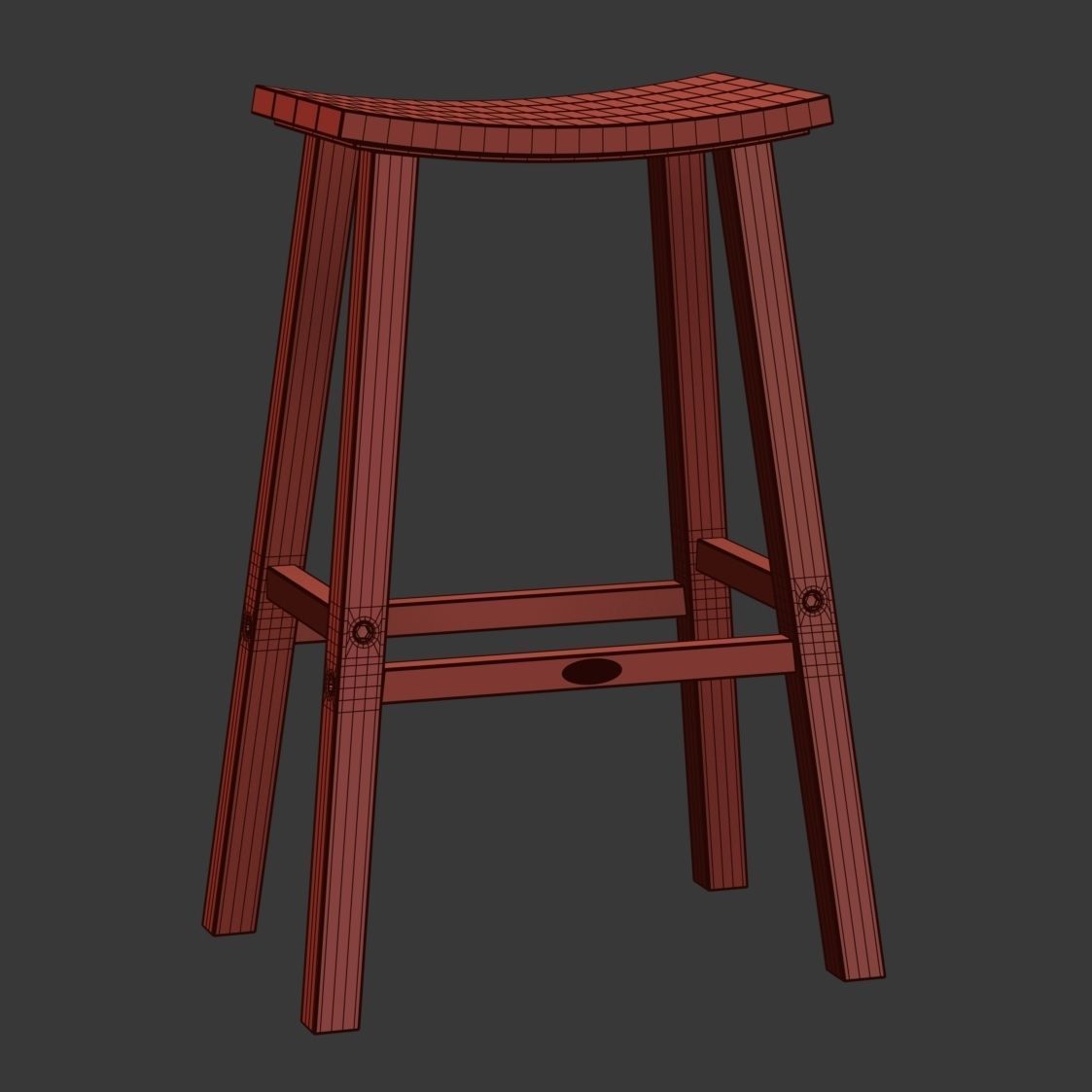 Polywood Traditional Outdoor Saddle Bar Stool  3D model_8