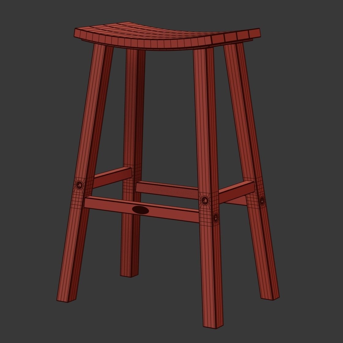 Polywood Traditional Outdoor Saddle Bar Stool  3D model_4