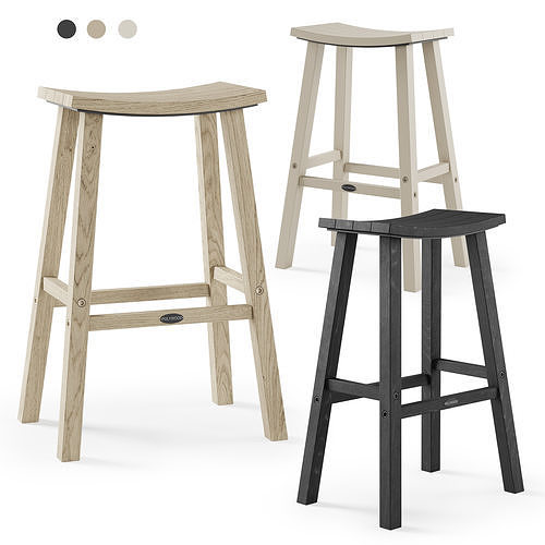 Polywood Traditional Outdoor Saddle Bar Stool  3D model