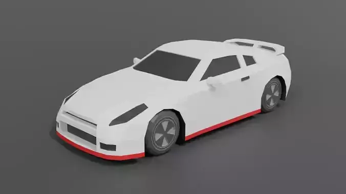 Low Poly Cartoon Sports Car Low-poly 3D model