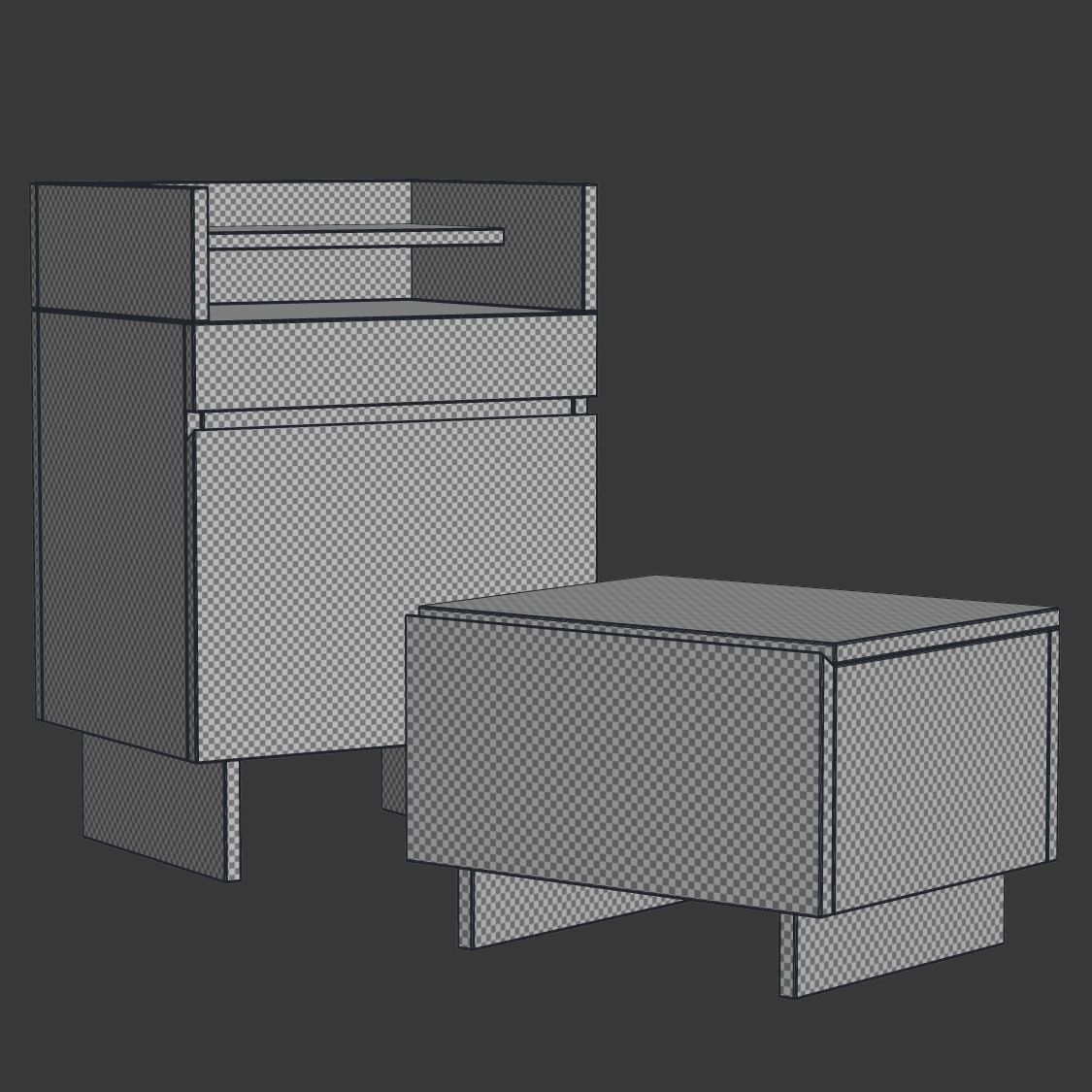 Wooden console and bedside table   Low-poly 3D model_4