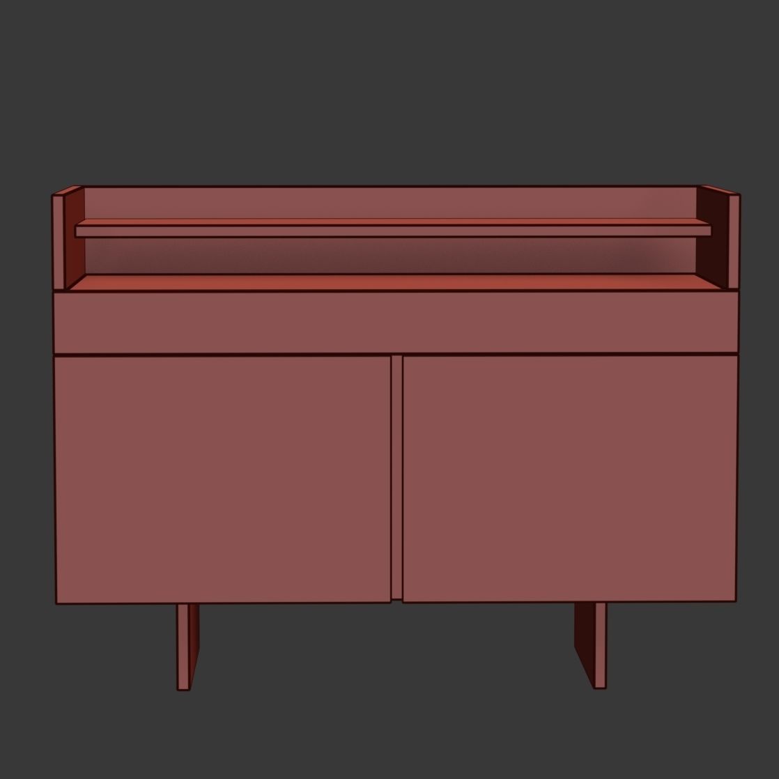 Wooden console    Low-poly 3D model_5