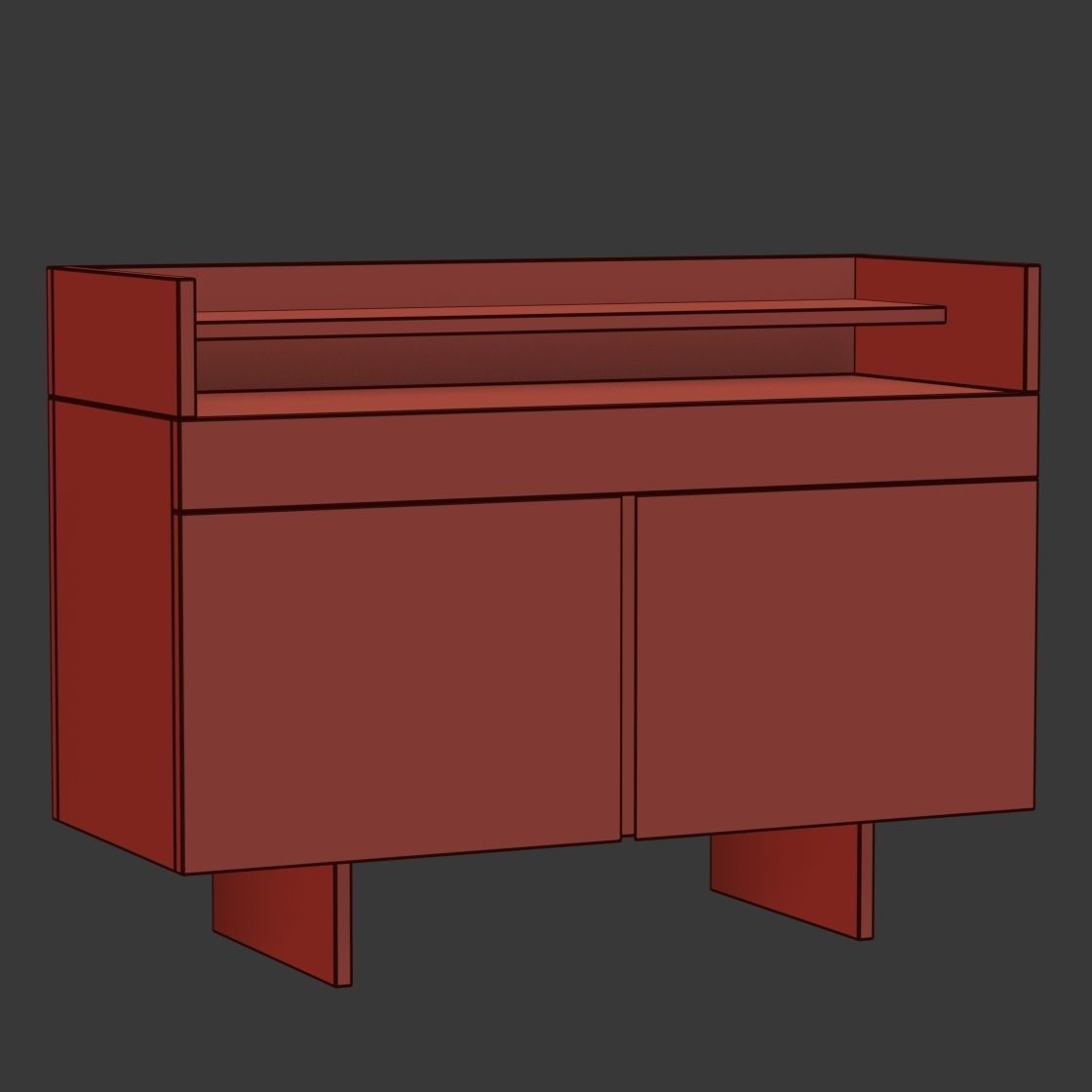Wooden console    Low-poly 3D model_3