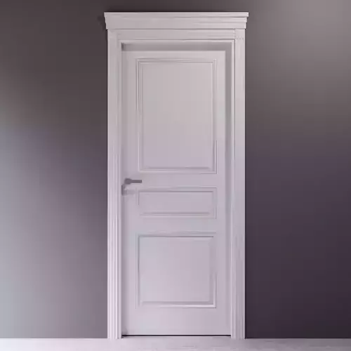 White interior door in classic style 3D model