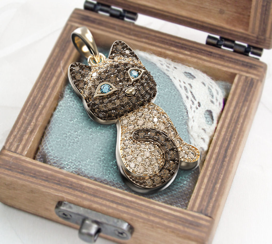 Siamese kitten pendant 3D print model