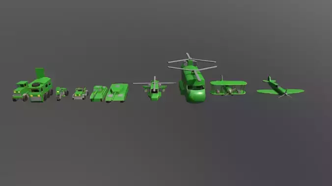Wooden Toys Vehicle Pack Low-poly 3D model